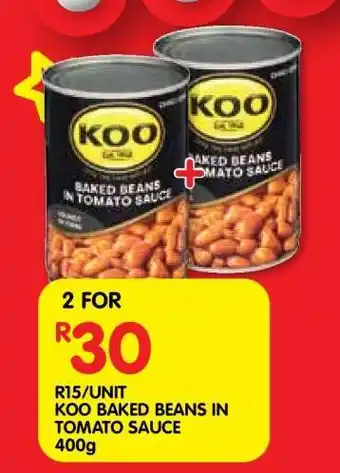 Shoprite Koo Baked Beans in Tomato Sauce 400g offer