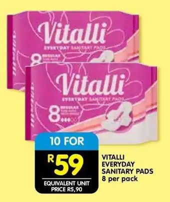 Shoprite VITALLI EVERYDAY SANITARY PADS offer