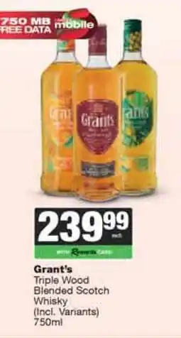 Spar Tops Grant's Triple Wood Blended Scotch Whisky offer