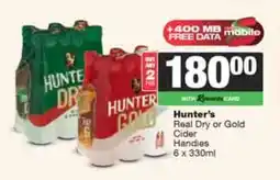 Spar Tops Hunter's Real Dry or Gold Cider Handies offer