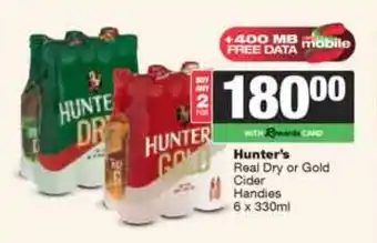 Spar Tops Hunter's Real Dry or Gold Cider Handies offer