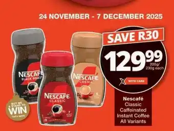 Checkers Nescafé Classic Caffeinated Instant Coffee offer