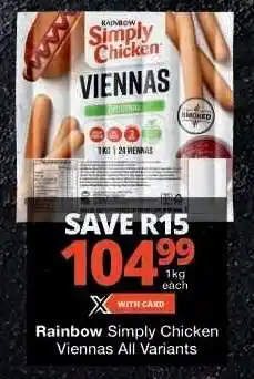 Checkers Rainbow Simply Chicken Viennas offer