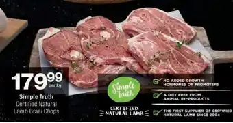 Checkers Simple Truth Certified Natural Lamb Braai Chops offer