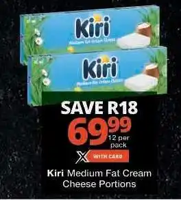 Checkers Kiri Medium Fat Cream Cheese Portions offer