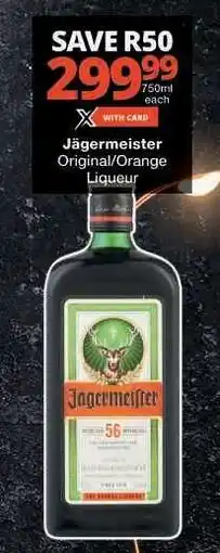 Checkers Jägermeister Original/Orange Liqueur offer