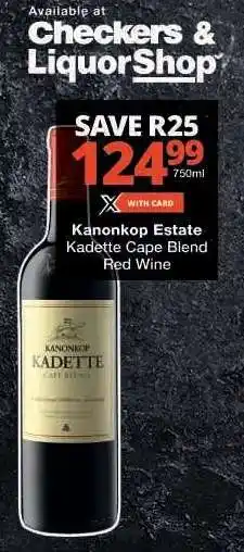 Checkers Kanonkop Estate Kadette Cape Blend Red Wine offer