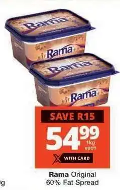 Checkers Rama Original 60% Fat Spread offer