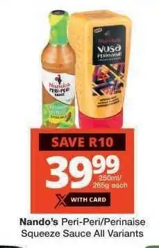 Checkers Nando's Peri-Peri/Perinaise Squeeze Sauce offer