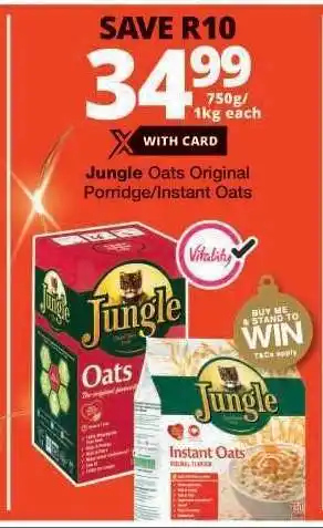 Checkers Jungle Oats Original Porridge/Instant Oats offer