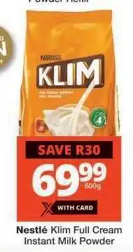 Checkers Nestlé Klim Full Cream Instant Milk Powder offer