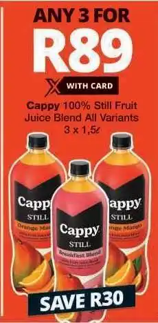 Checkers Cappy 100% Still Fruit Juice Blend offer
