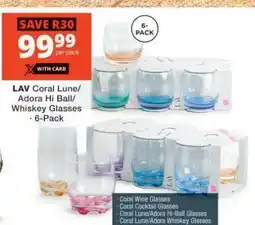 Checkers LAV Coral Lune/Adora Hi Ball/Whiskey Glasses offer