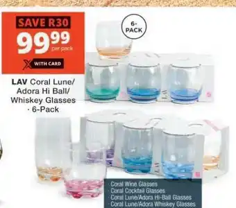 Checkers LAV Coral Lune/Adora Hi Ball/Whiskey Glasses offer