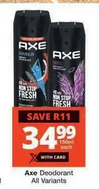 Checkers Axe Deodorant offer