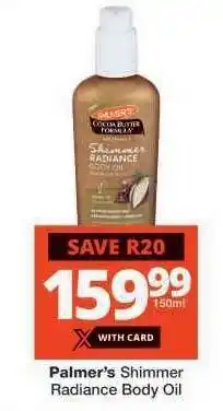 Checkers Palmer’s Shimmer Radiance Body Oil offer