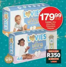 Checkers LOVIES ULTRA VALUE PACK DISPOSABLE NAPPIES offer