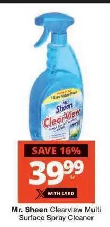 Checkers Mr. Sheen Clearview Multi Surface Spray Cleaner offer