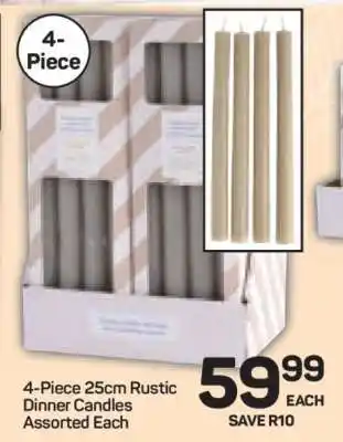 Pick n Pay Hypermarket 4-Piece 25cm Rustic Dinner Candles offer