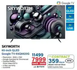 Incredible Connection SKYWORTH 65-inch QLED Google TV-65Q6620G offer