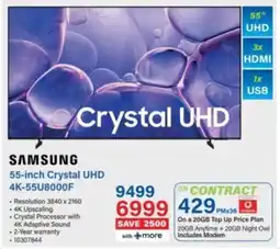 Incredible Connection SAMSUNG 55-inch Crystal UHD 4K-55U8000F offer