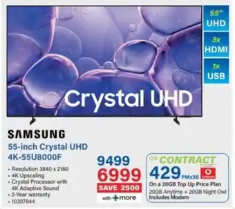 Incredible Connection SAMSUNG 55-inch Crystal UHD 4K-55U8000F offer