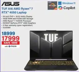 Incredible Connection ASUS TUF A16 AMD Ryzen 7 RTX 4050 Laptop offer