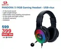 Incredible Connection REDRAGON PANDORA 7.1 RGB Gaming Headset - USB+Aux offer