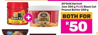 Game All Gold Apricot Jam 300 g PLUS Black Cat Peanut Butter 250 g offer