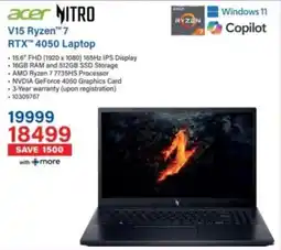 Incredible Connection Acer V15 Ryzen 7 RTX 4050 Laptop offer