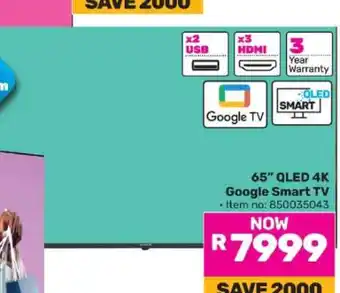 Game 65” QLED 4K Google Smart TV offer
