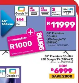 Game 65” Premium QD-Mini LED Google TV (65C6K) offer