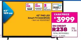 Game 43” FHD LED Smart TV (UA43F60) offer
