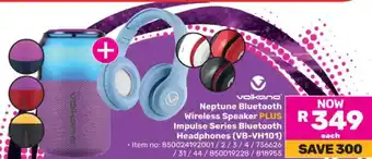Game Volkano Neptune Bluetooth Wireless Speaker PLUS Impulse Series Bluetooth Headphones (VB-VH101) offer