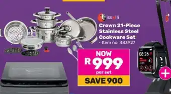 Game Crown 21-Piece Stainless Steel Cookware Set offer