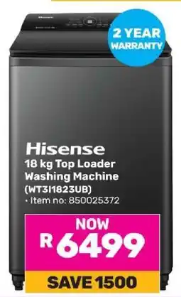 Game Hisense 18 kg Top Loader Washing Machine (WT31I823UB) offer