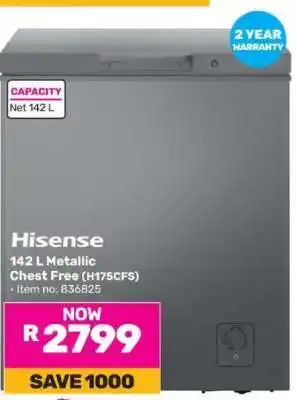 Game Hisense 142 L Metallic Chest Freezer (H175CFS) offer