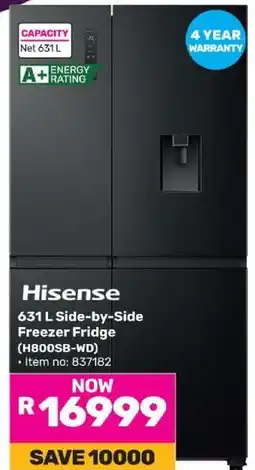 Game Hisense 631 L Side-by-Side Freezer Fridge (H800SB-WD) offer