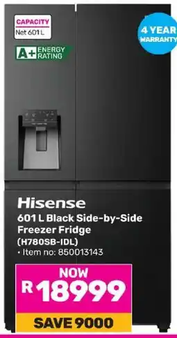 Game Hisense 601 L Black Side-by-Side Freezer Fridge (H780SB-IDL) offer