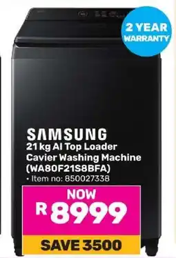 Game Samsung 21 kg AI Top Loader Cavier Washing Machine (WA80F21S8BFA) offer