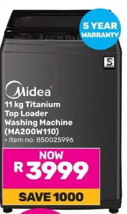 Game Midea 11 kg Titanium Top Loader Washing Machine (MA200W110) offer