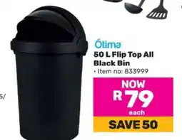 Game Ótima 50 L Flip Top All Black Bin offer