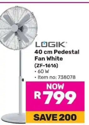 Game LOGIK 40 cm Pedestal Fan White (ZF-1616) offer