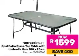 Game Opal Patio Glass-Top Table with Umbrella Hole 180 x 90 cm offer