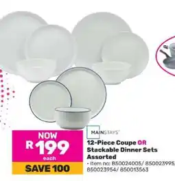 Game 12-Piece Coupe OR Stackable Dinner Sets Assorted offer