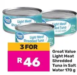 Game Great Value Light Meat Shredded Tuna in Salt Water 170 g offer