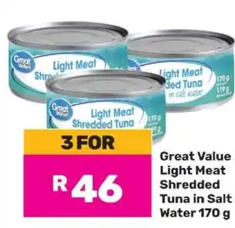 Game Great Value Light Meat Shredded Tuna in Salt Water 170 g offer