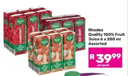 Game Rhodes Quality 100% Fruit Juice 6 x 200 ml Assorted offer