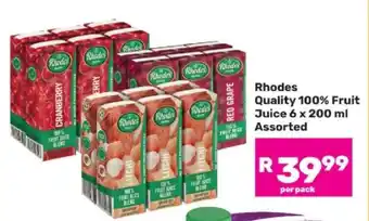 Game Rhodes Quality 100% Fruit Juice 6 x 200 ml Assorted offer