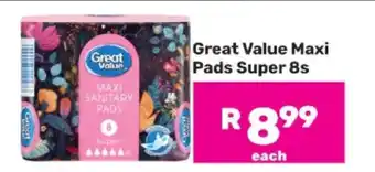 Game Great Value Maxi Pads Super 8s offer